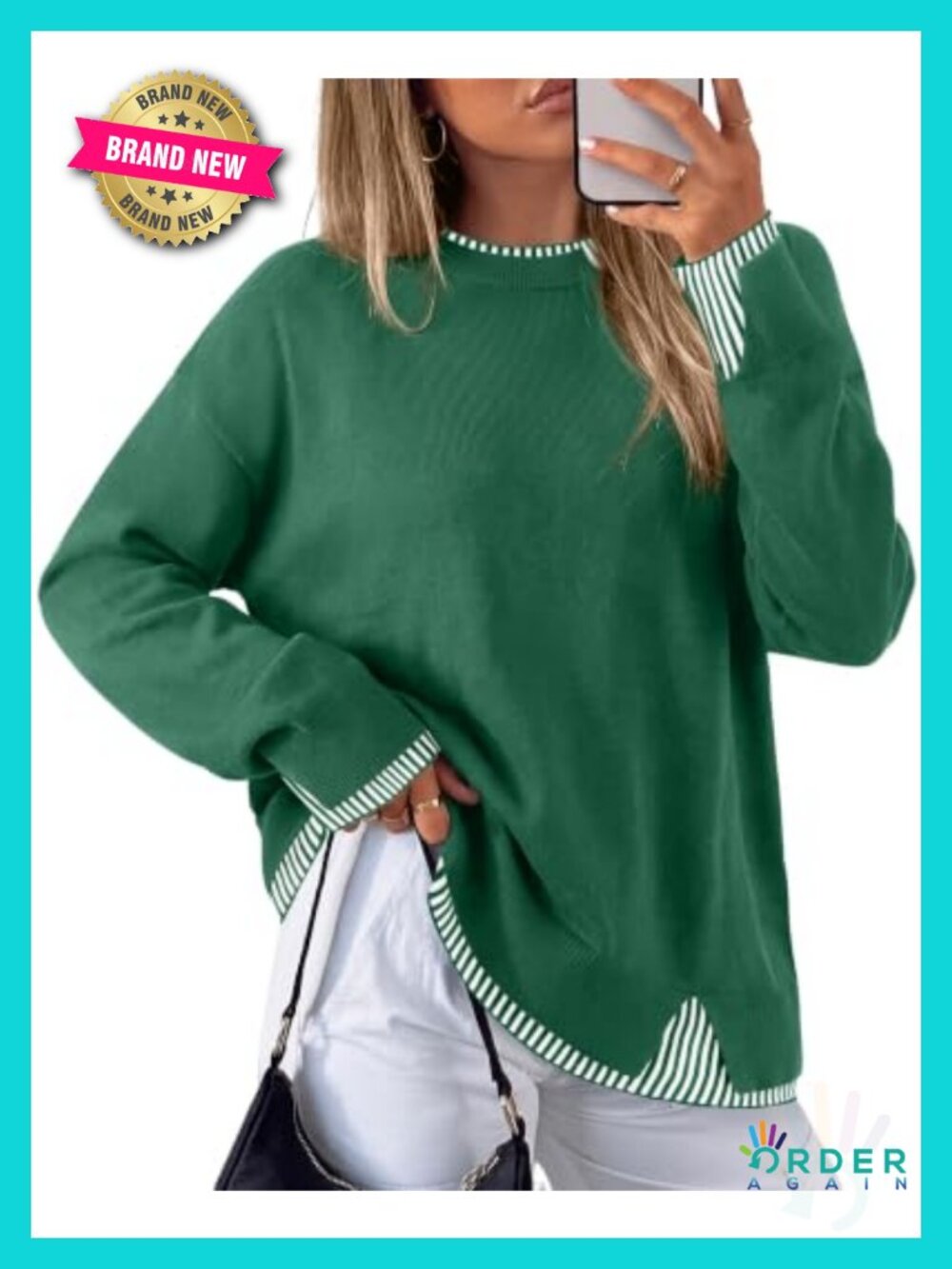Womens Long Sleeve Crew Neck Casual Knit Sweater Pullover